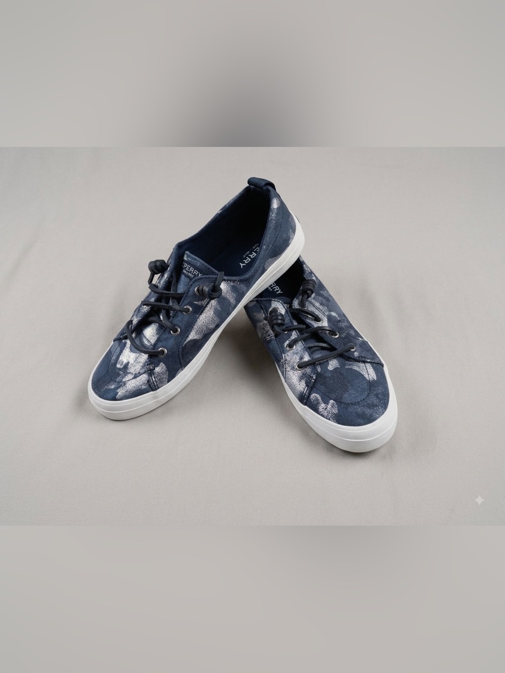 Sperry Navy and Silver Camo-Print Slip-On Sneaker for Women